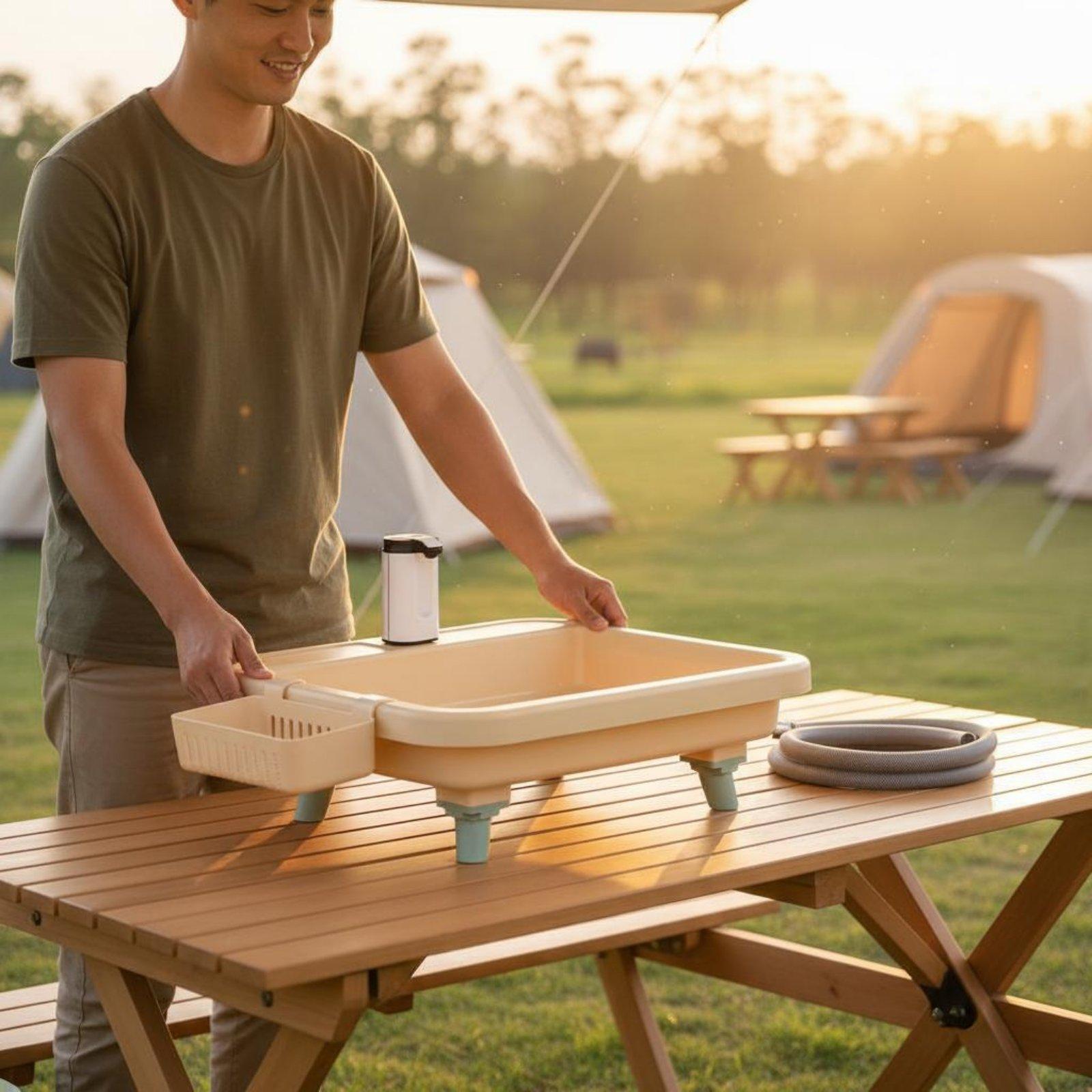 Outdoor In Camping - حوض غسيل محمول للتخييم مزود بصنبور