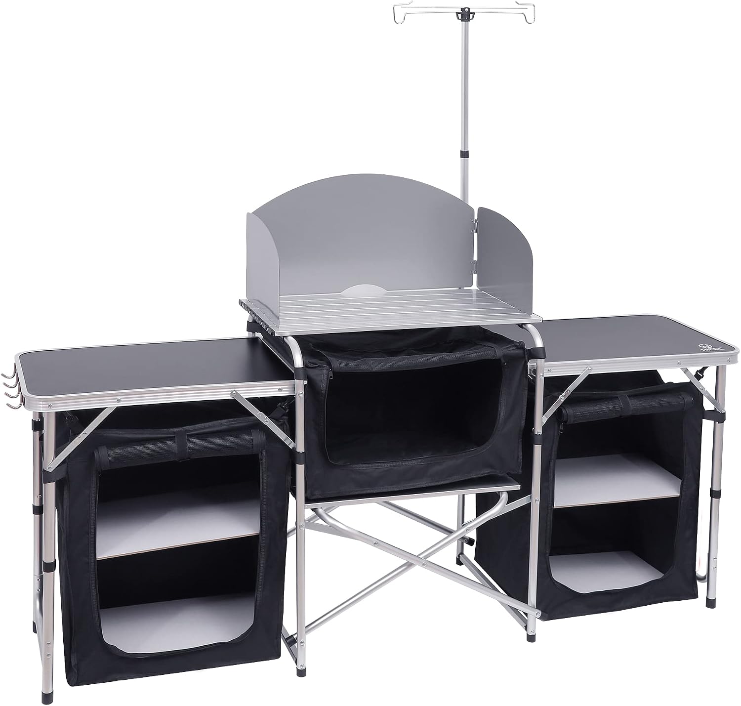 Outdoor Camping Kitchen Setup - طاولة مطبخ قابلة للطي للتخييم، محطة
