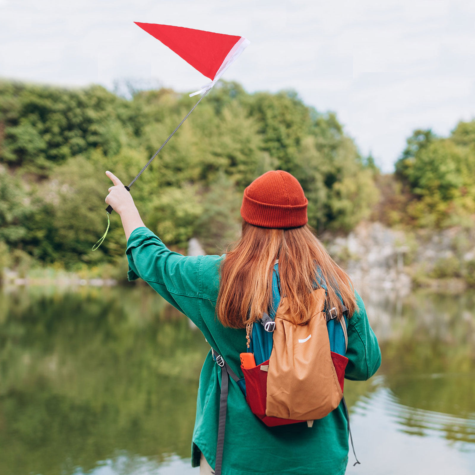 Outdoor Camping Activities - مجموعة من 2 أعمدة علم تلسكوبية