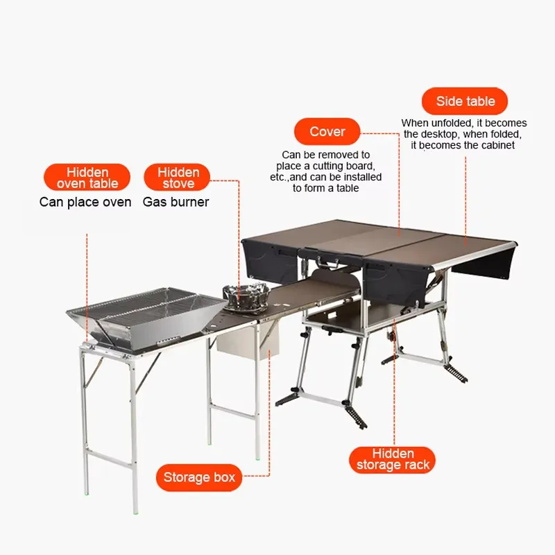 Outdoor Camping Kitchen Setup - صندوق مطبخ تخييم مريح لتجهيز المطبخ