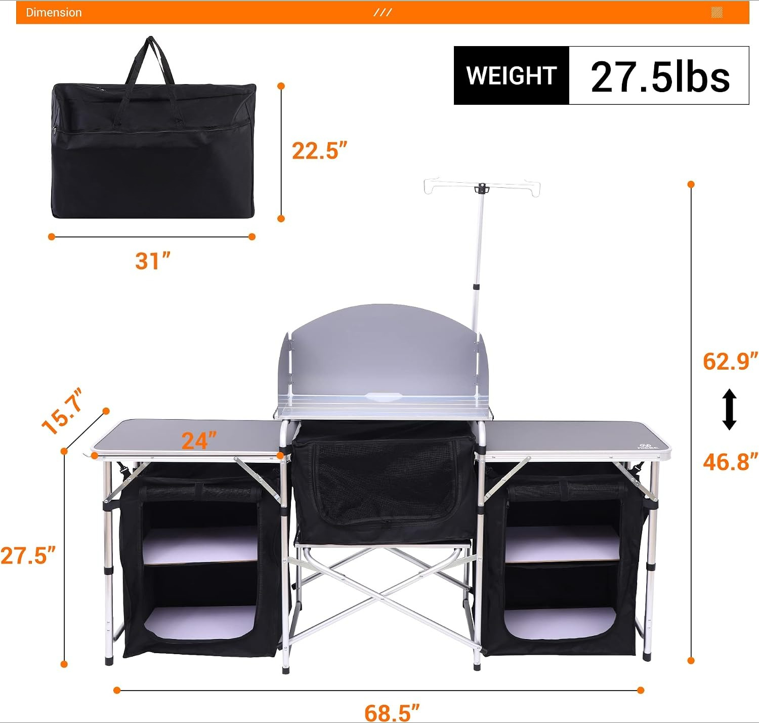 طاولة مطبخ قابلة للطي للتخييم، - مراجعة Outdoor Camping Kitchen Setup وسعره