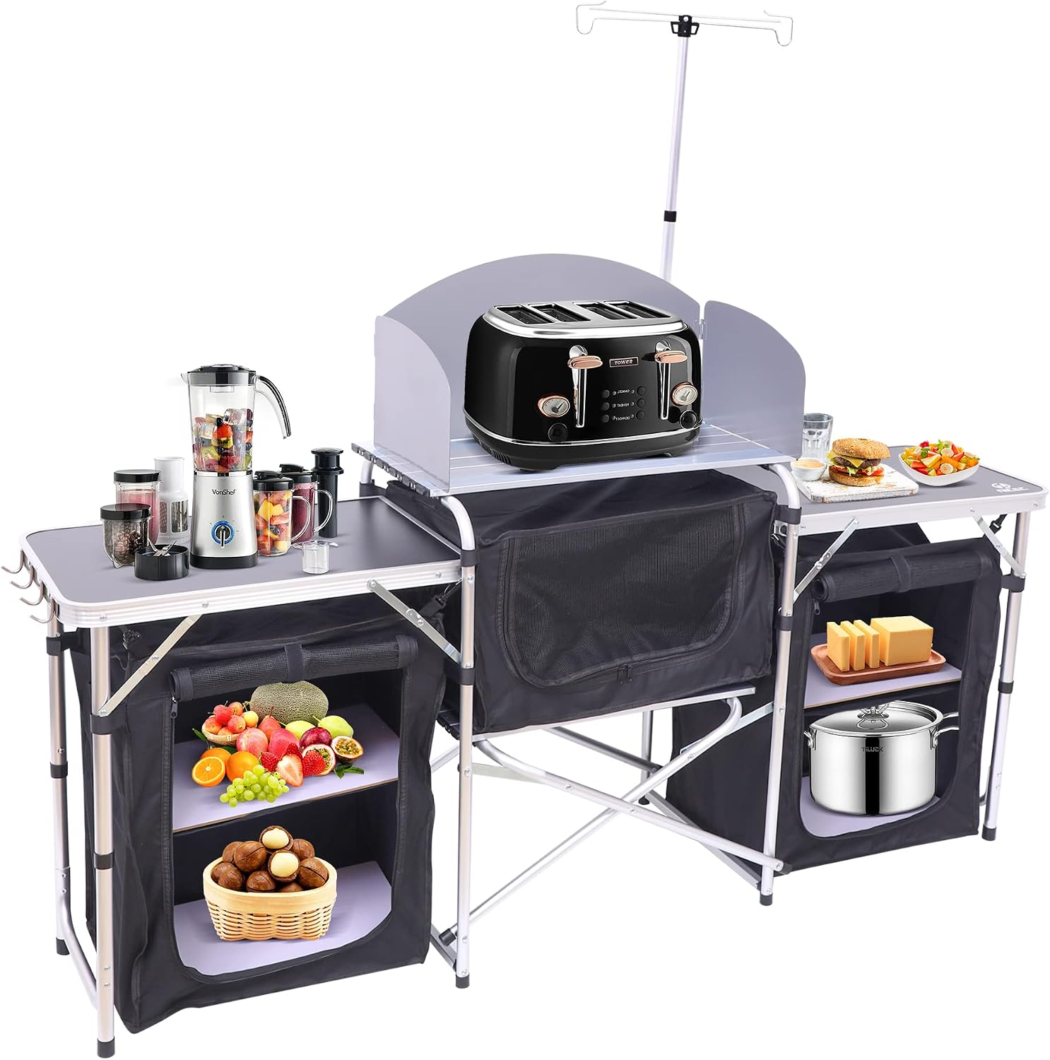 طاولة مطبخ قابلة للطي للتخييم، - مراجعة Outdoor Camping Kitchen Setup وسعره