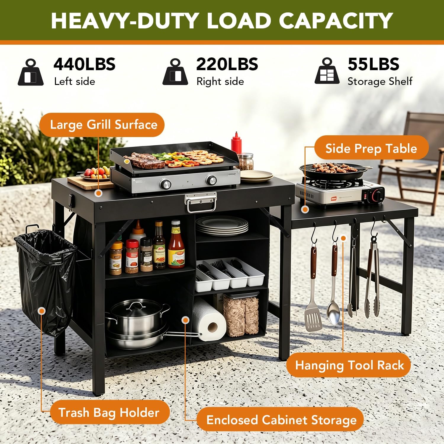 حامل شواية محمول قابل للطي مع  - مراجعة Outdoor Camping Kitchen Setup وسعره