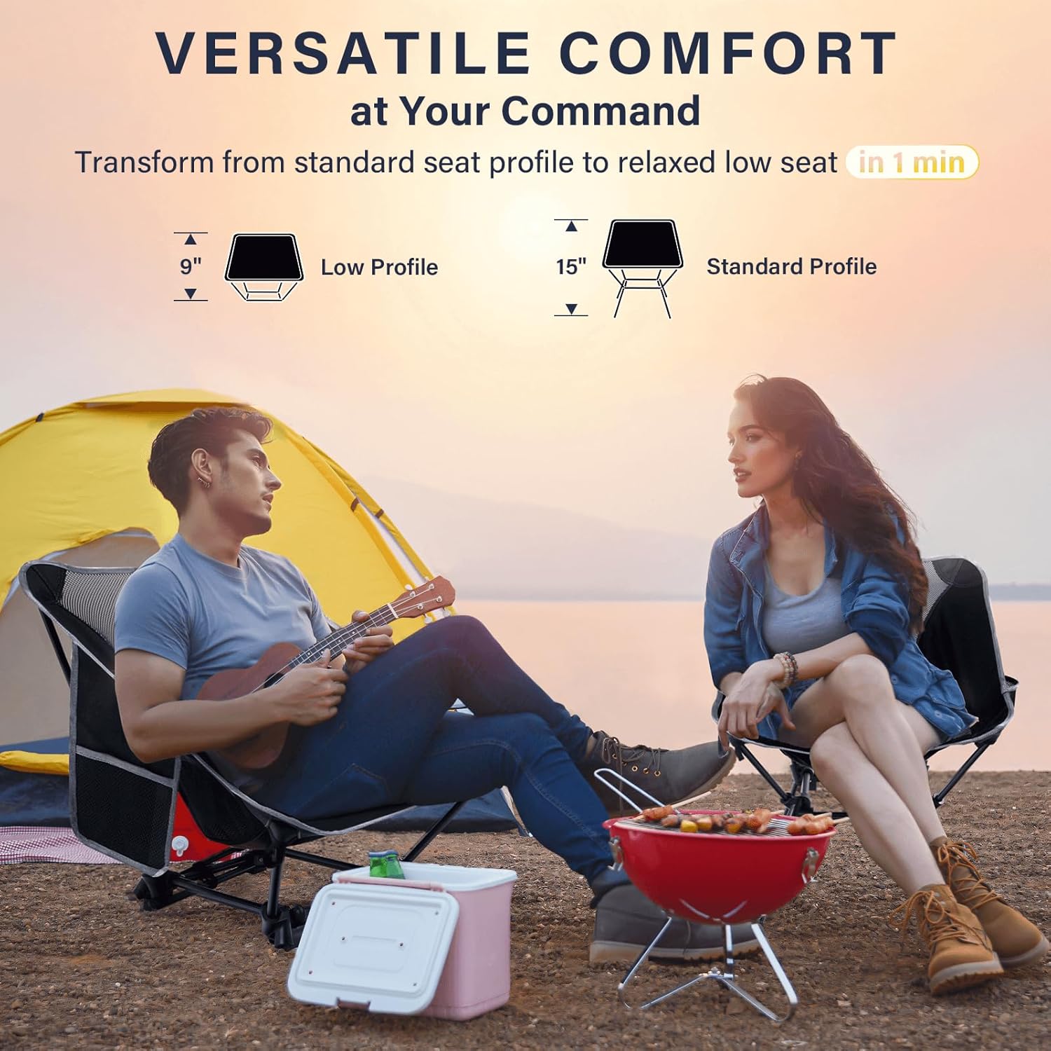 كرسي تخييم خفيف الوزن، كرسي تخ - مراجعة Outdoor Camping Recliner Chairs وسعره