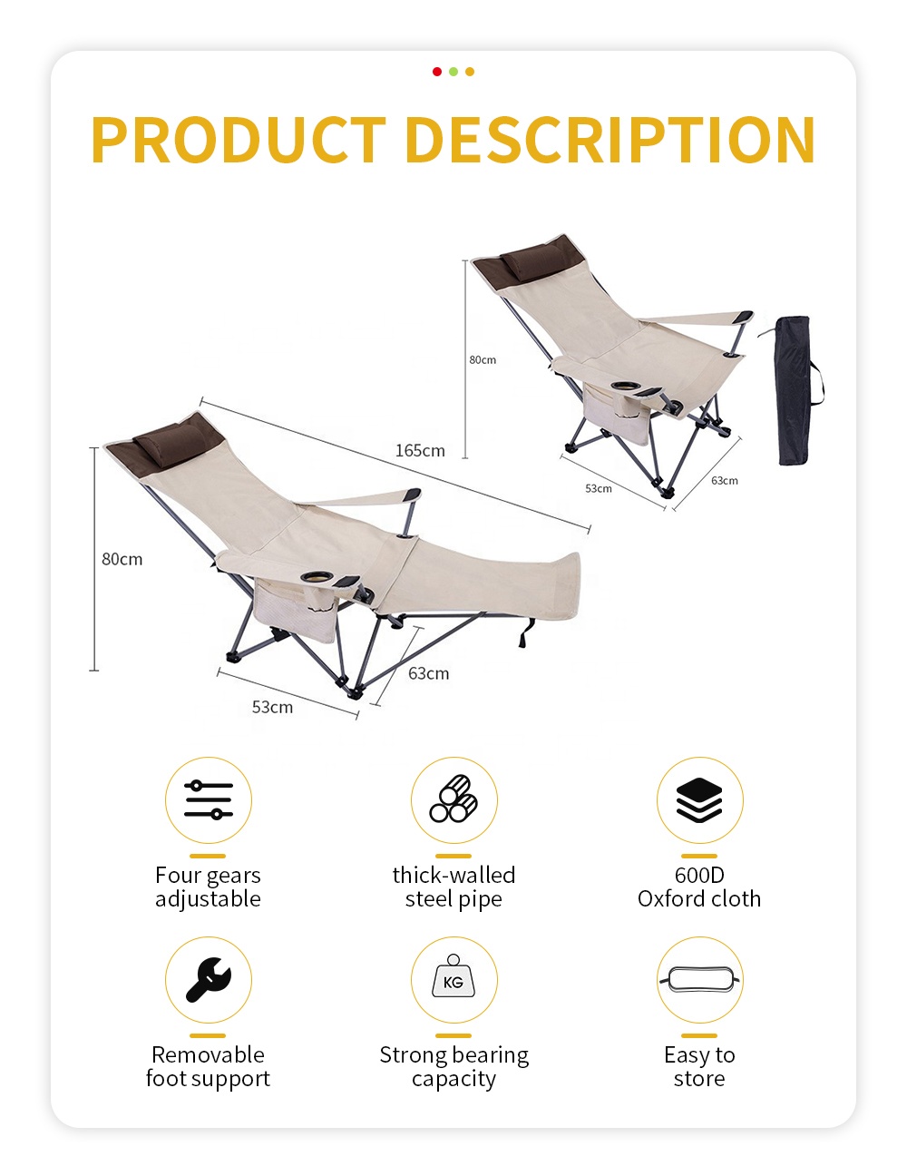 كرسي محمول قابل للطي والاستلقا - مراجعة Outdoor Camping Recliner Chairs وسعره