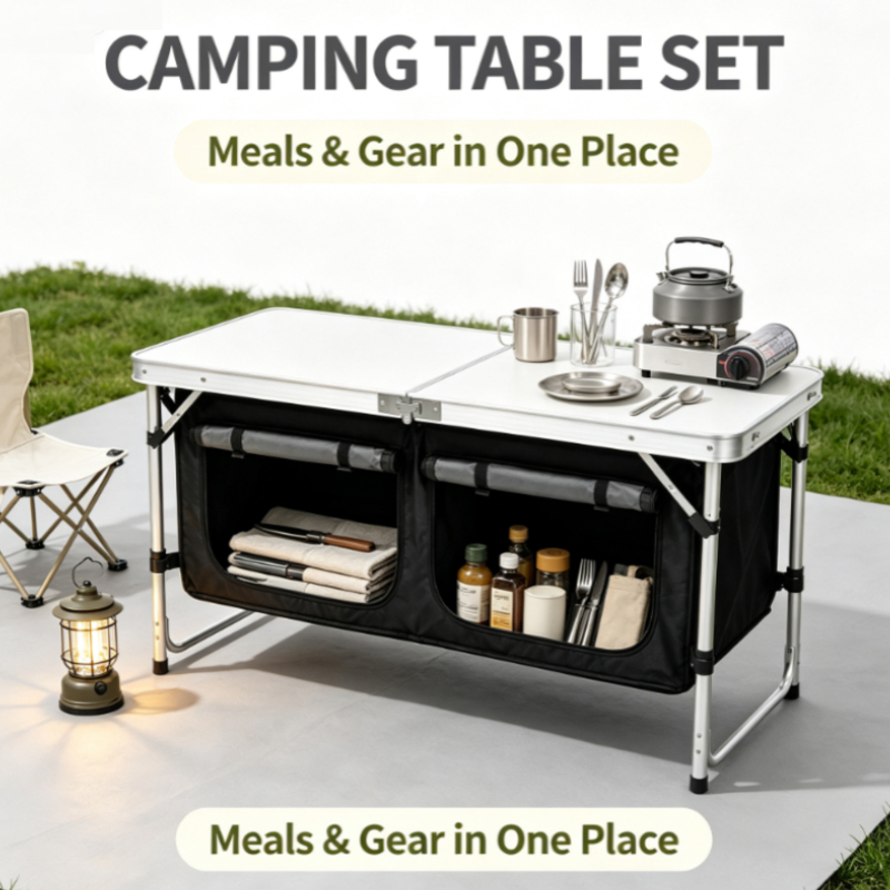 طاولة تخييم قابلة للطي من الأل - مراجعة Outdoor Camping Kitchen Setup وسعره