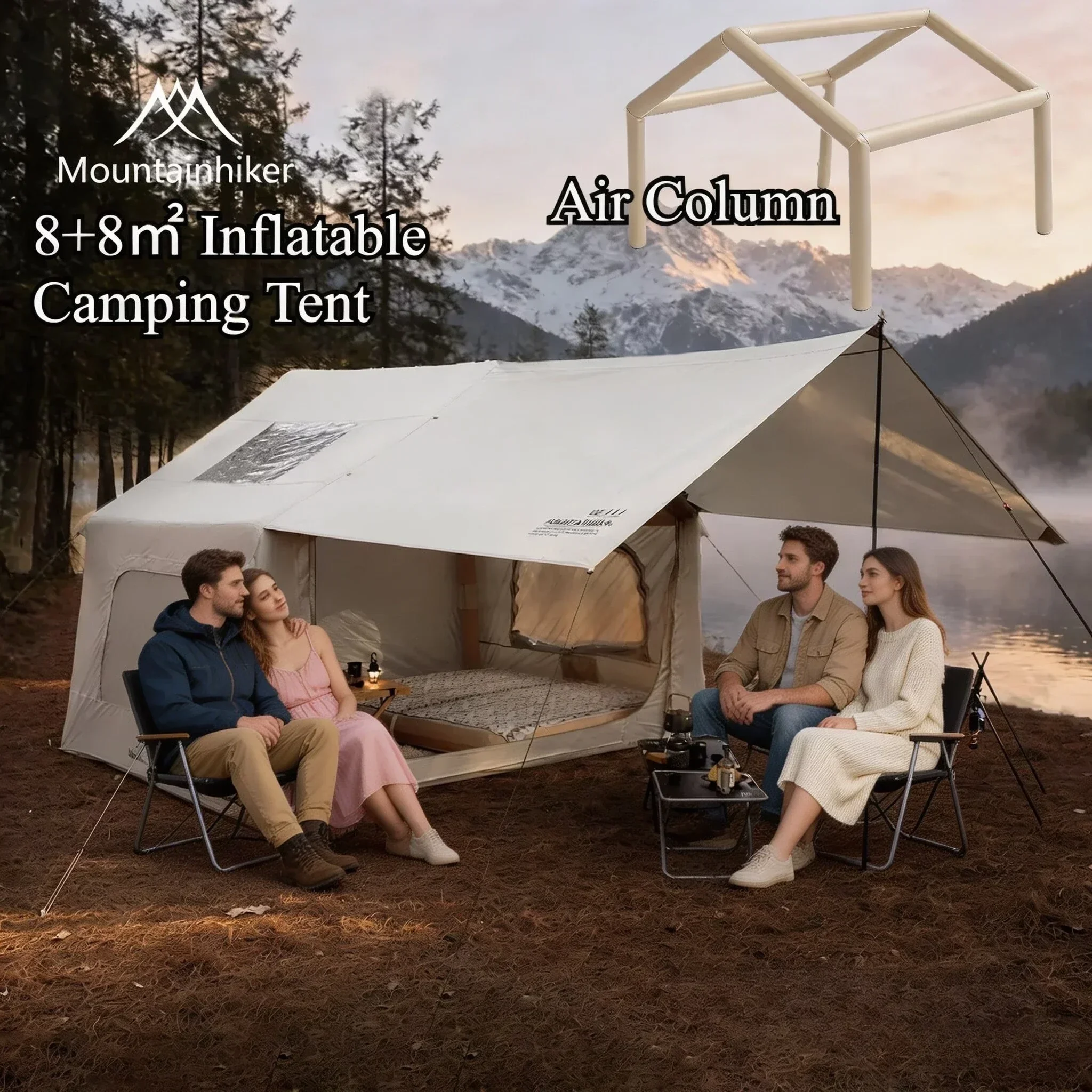 8+8 ㎡   خيمة تخييم قابلة للنفخ - مراجعة Outdoor Camping Inflatable Tent وسعره