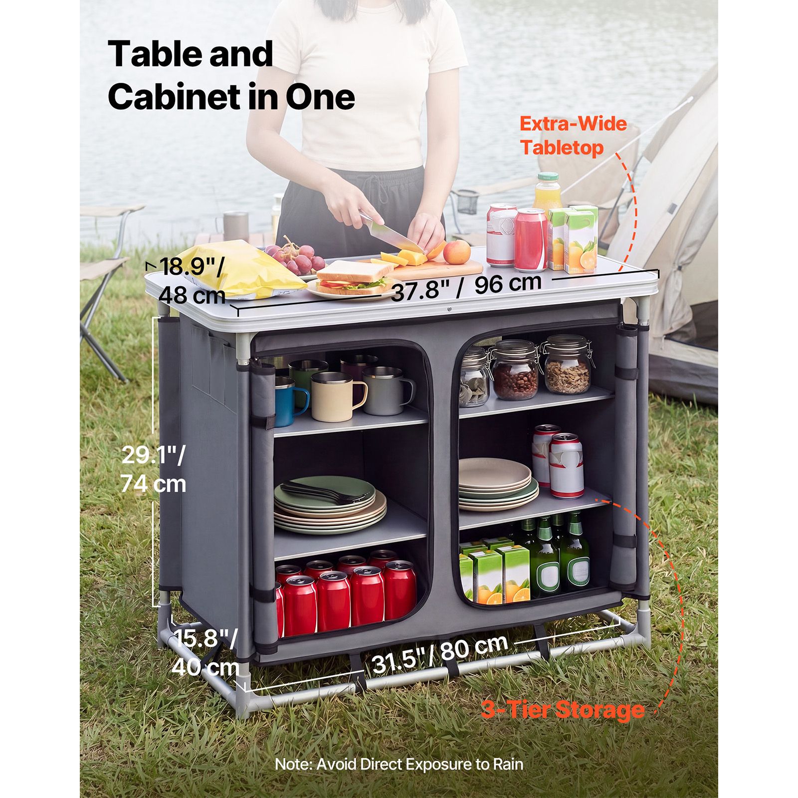 خزانة تخزين للتخييم، طاولة خفي - مراجعة Outdoor Camping Kitchen Setup وسعره